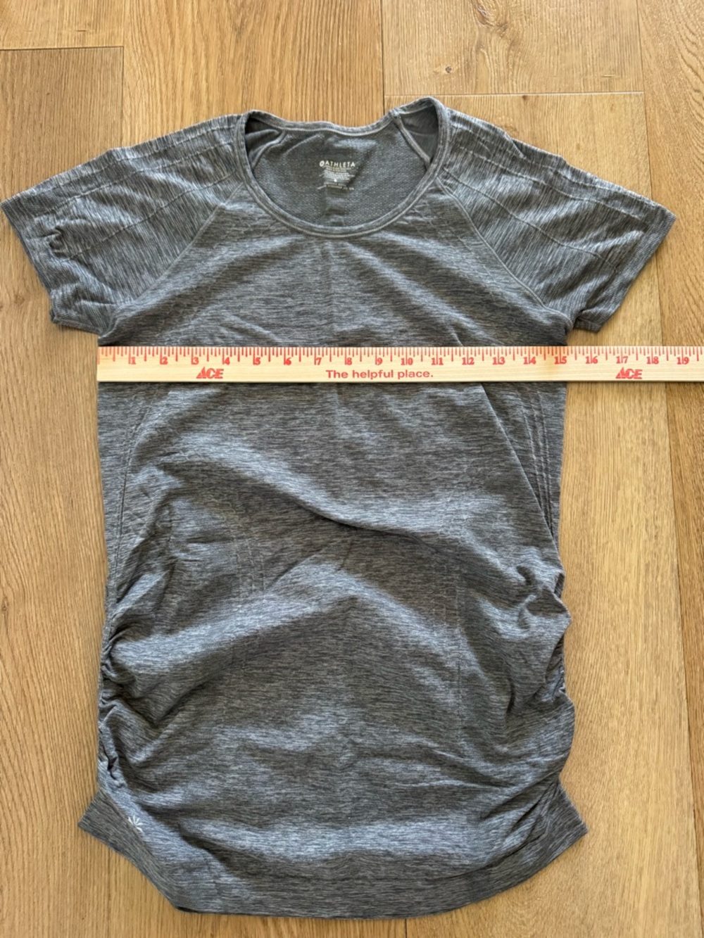 Athleta Short Sleeve Seamless Ruched Top Heather Grey Small